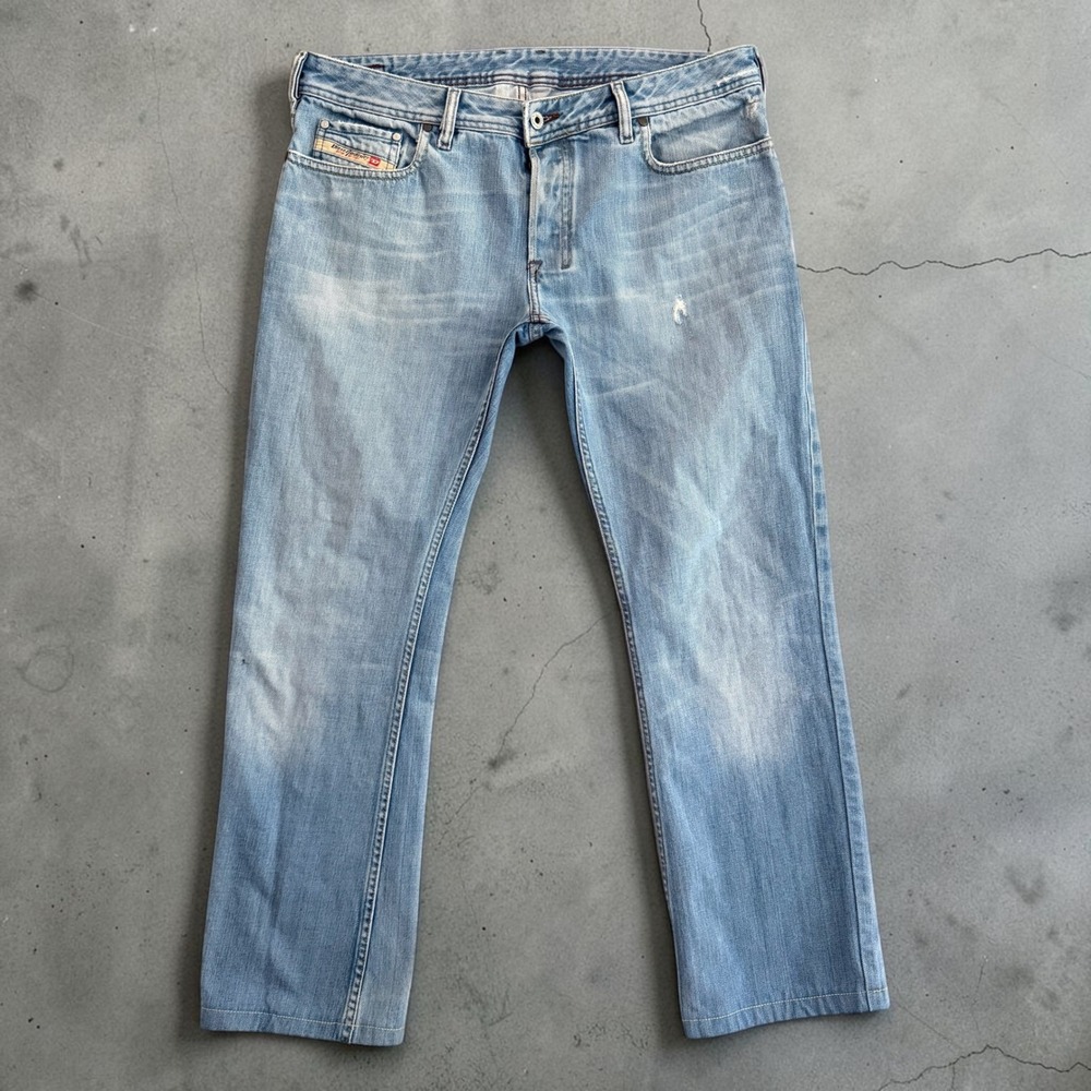 Diesel Zathan Mens Bootcut Jeans Size 34x30 Light Wash Made In Italy Hemmed Y2K